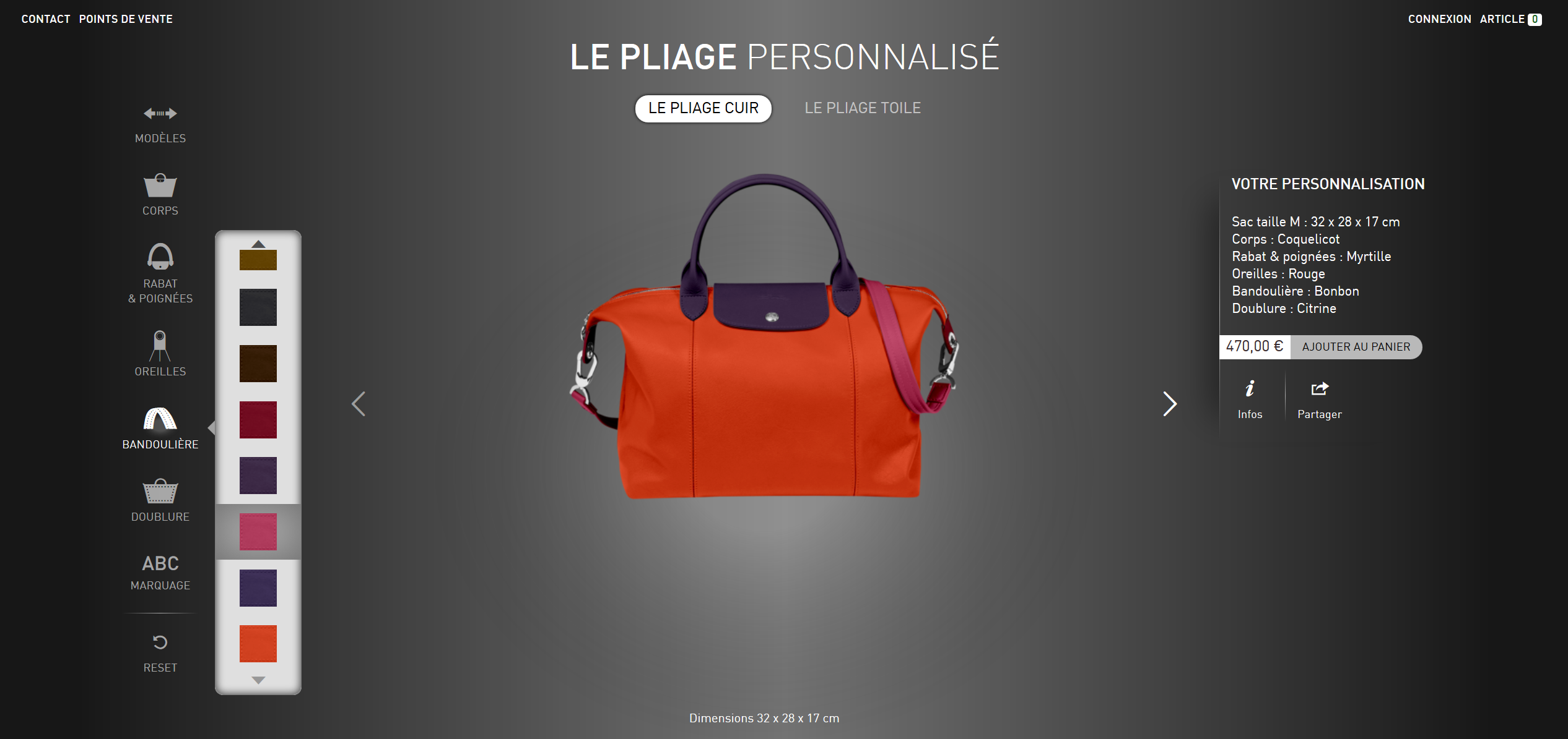 aperçu personnalisation de sacs longchamp