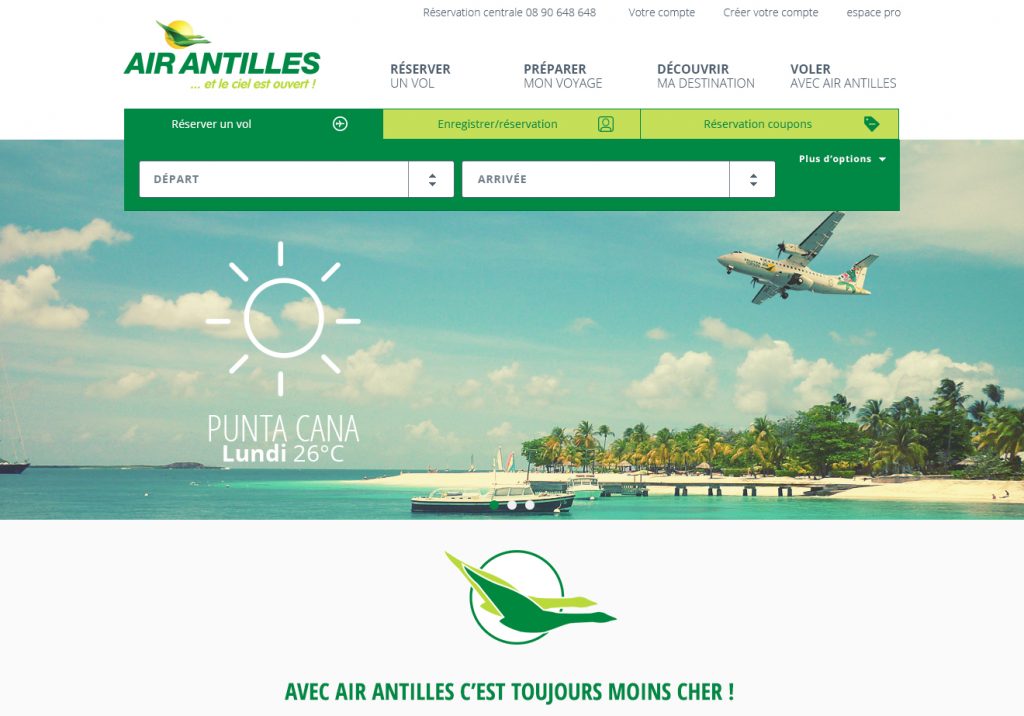 refonte du site air antilles, home page