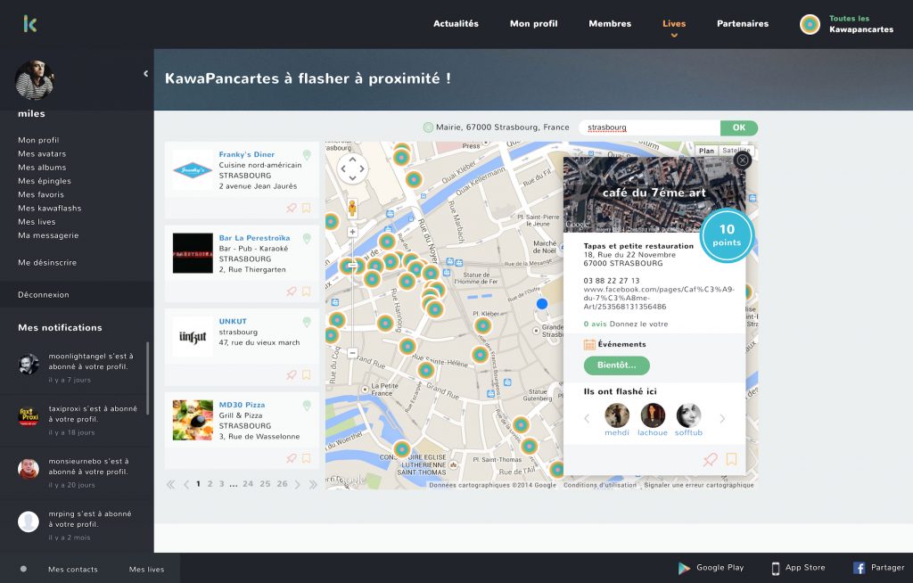 Map de geolocalisation des commercants