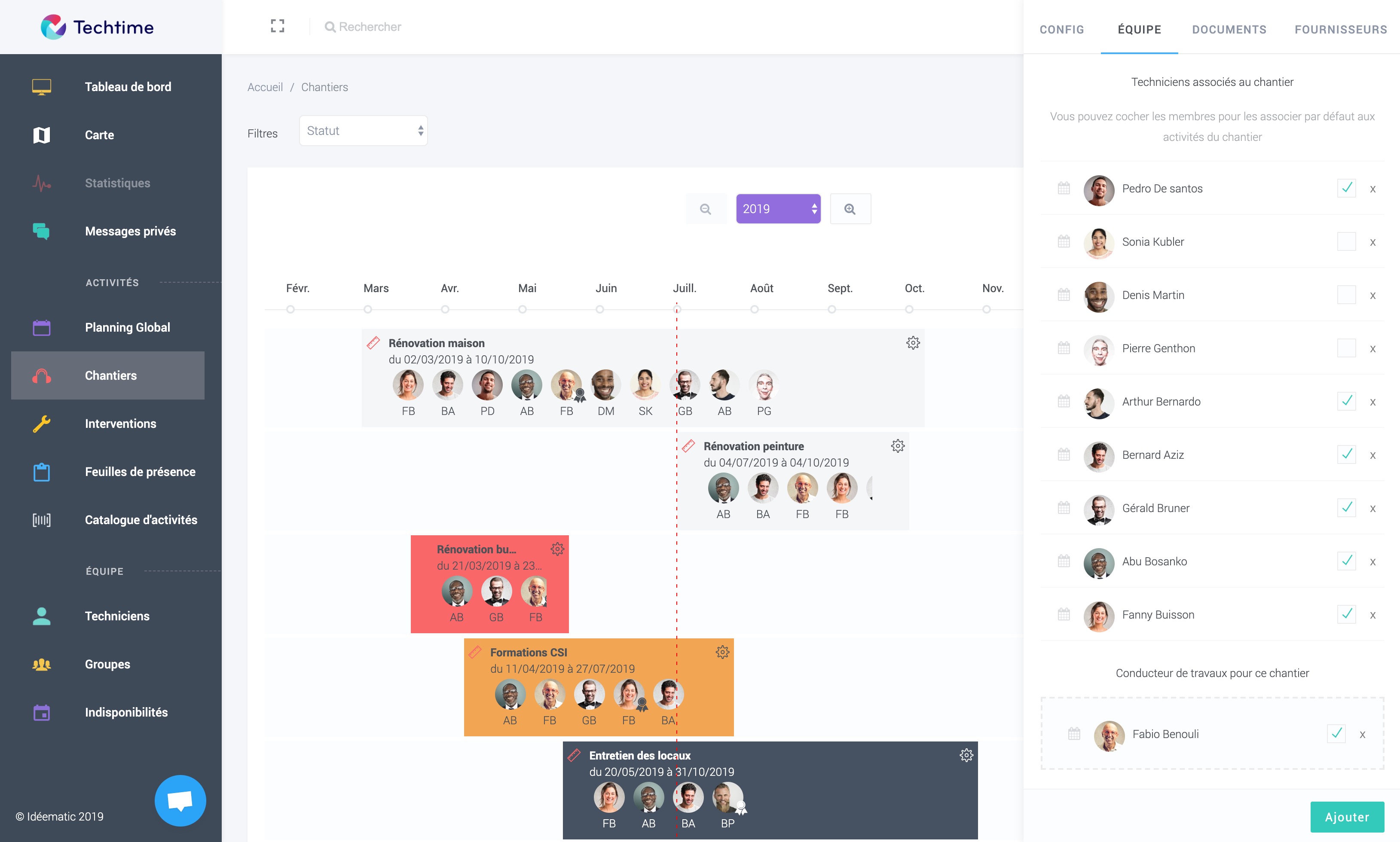 Macro planning gantt pour la gestion des chantiers