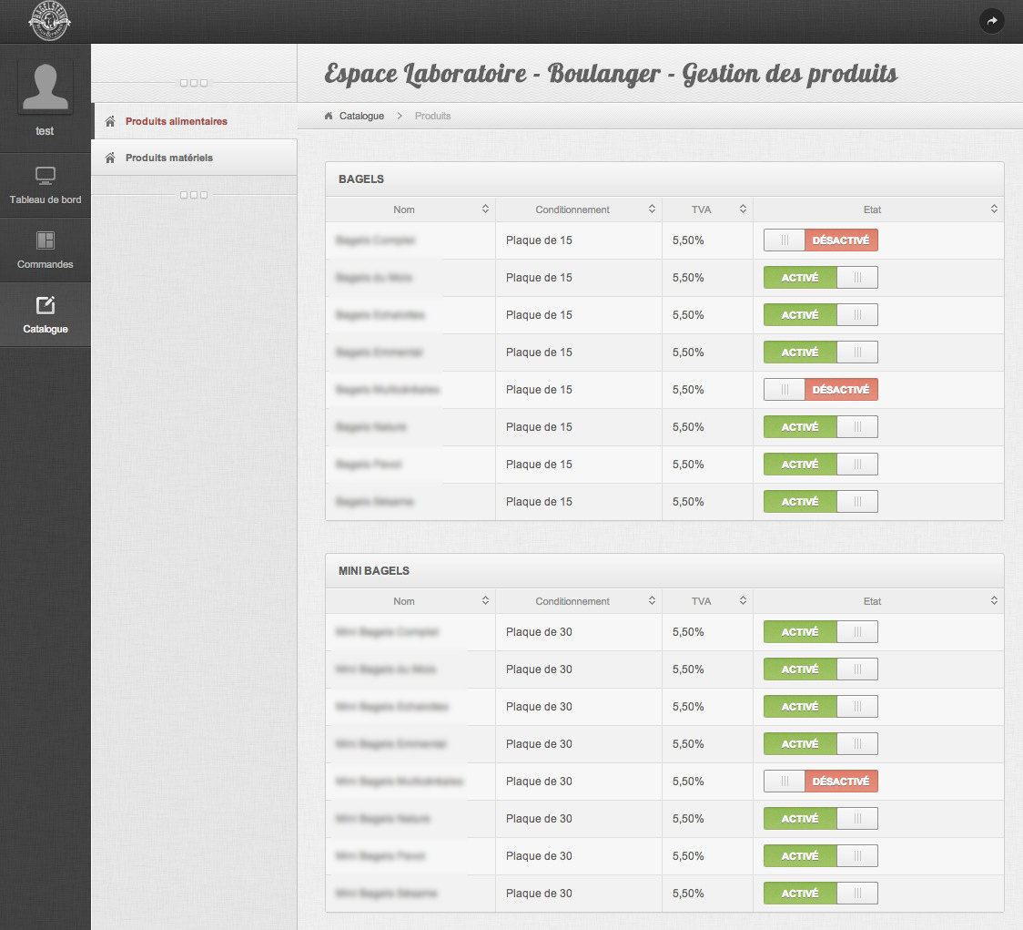 application de gestion de production catalogue